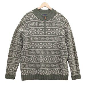 Vineyard Vines 1/4 Zip Sweater Mens Green Fair Isle Cashmere Lambswool Size XXL